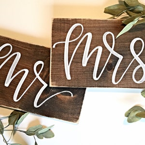 Mr And Mrs Chair Signs Wedding Chair Signs Rustic Wedding Mr and Mrs Signs Chair Signs Wood Decor image 3