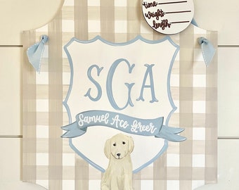 Hospital Door Hanger Boy, Pet Dog Name Sign, Boy Nursery Sign, Southern Baby Wall Art, Baby Shower Gift