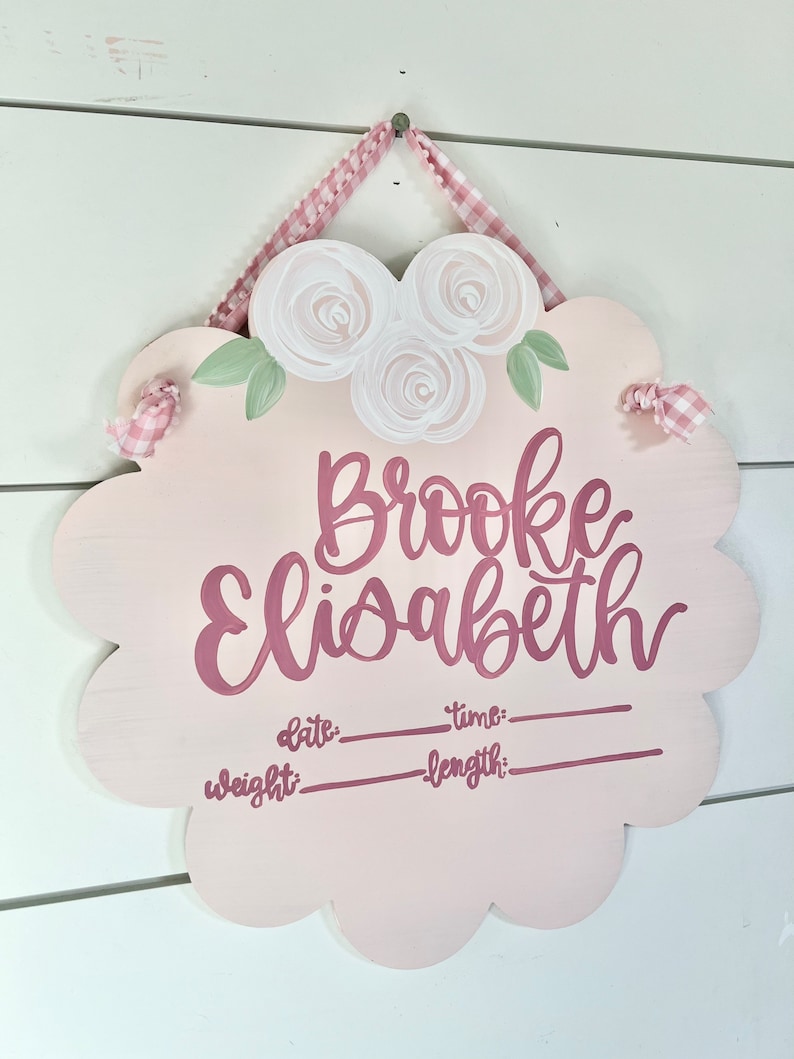 Hospital Door Hanger Girl Nursery Name Sign Baby Girl Birth Etsy