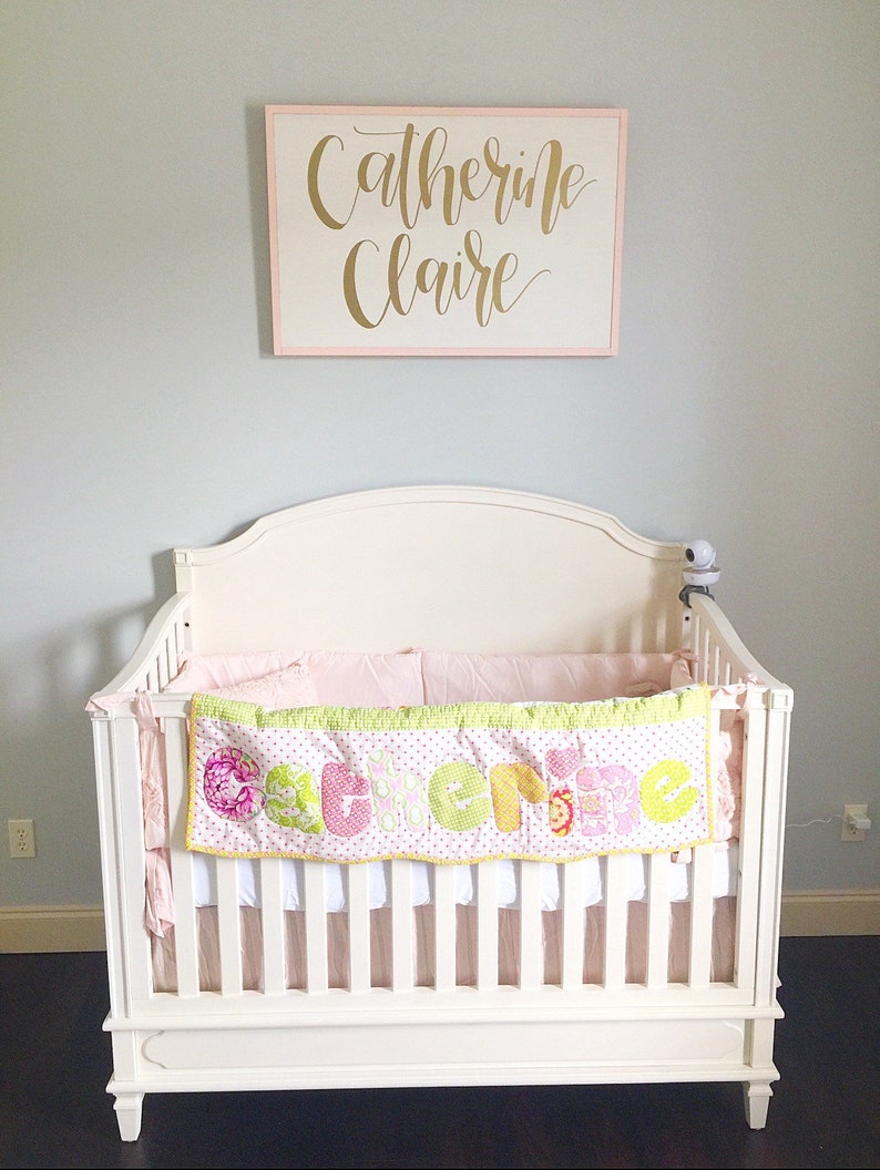 Nursery Name Sign Framed Over the Crib Sign Baby Name Sign Etsy