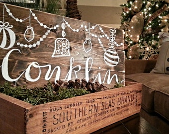 Rustic Christmas Decor, Family Name Sign, Rustic Wood Sign, Wood Christmas Gift, Holiday Decor, Rustic Christmas Ornaments