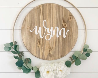 Round Nursery Name Sign | Rustic Nursery Decor | Boho Chic Nursery Wall Decor | Custom Child Name Sign | Personalized Wood Sign | Baby Name