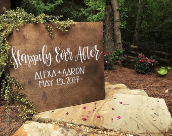 Wedding Welcome Sign | Happily Ever After | Personalized Wedding Entrance Sign | Rustic Wood Wedding Sign | Custom Wedding Signs | Ceremony