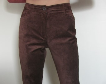 Vintage High Rise Rust Suede Leather Pants
