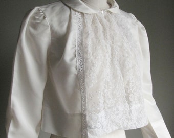Vintage 1930s White Lace and Satin Jacket