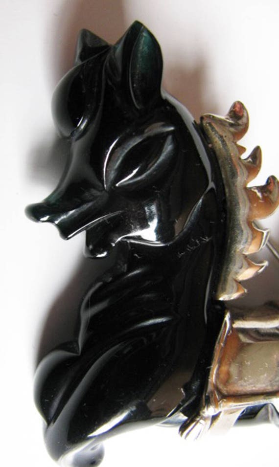 Galatith Galloping Horse Pin and Sterling Silver … - image 2