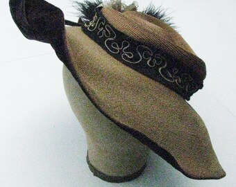 Vintage Stroh und lila Samt lila Hut