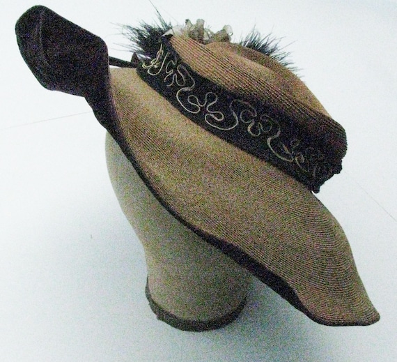 Vintage Straw and Purple Velvet Purple Hat