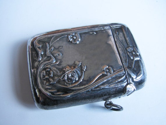 Vintage Sterling Silver Match Holder with a Floral Design View 4