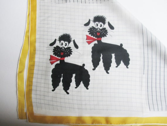 Vintage 1980s Poodles and Stripe Silk Scarf - image 7