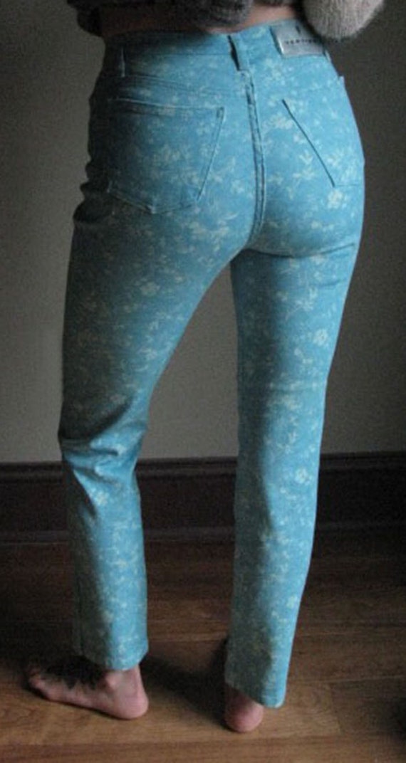 Women's Vintage 1990's blue floral pants - image 4