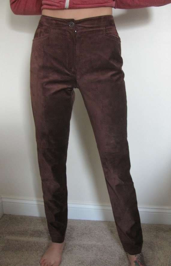 Vintage High Rise Rust Suede Leather Pants