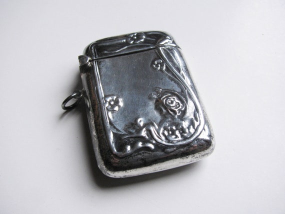 Vintage Sterling Silver Match Holder with a Floral Design View 5
