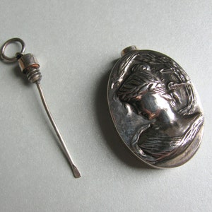 Beautiful Vintage Art Nouveau Revival Perfume Pendant with Lady Image