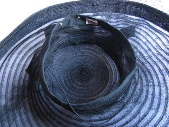 Sheer Black and Straw hat with netting - image 9