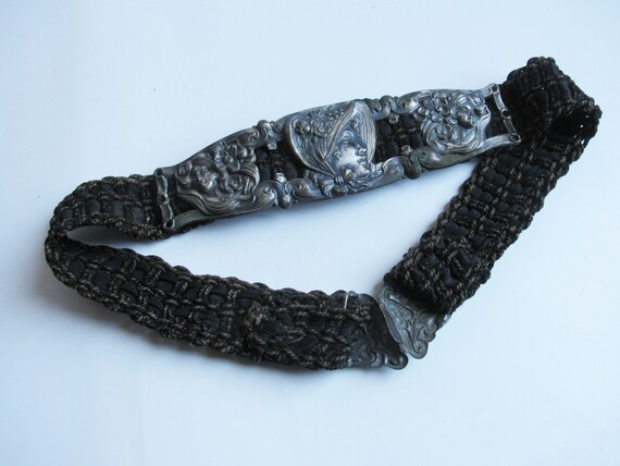 Rare Vintage Woven Belt with Lady and Floral Repo… - image 4