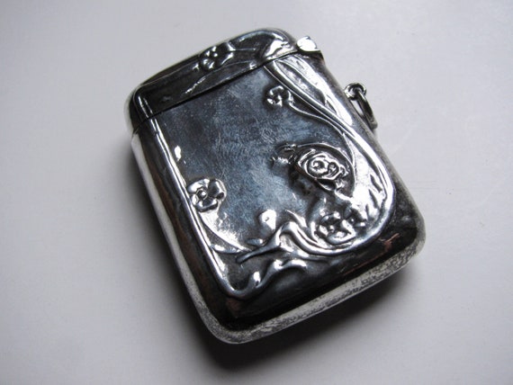 Vintage Sterling Silver Match Holder with a Floral Design