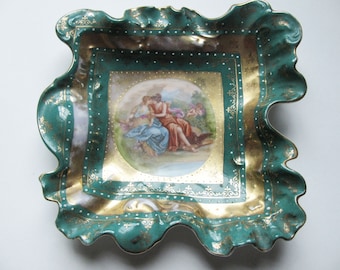 Vintage 1900 Victoria Austria Pictorial Plate with women and cherub