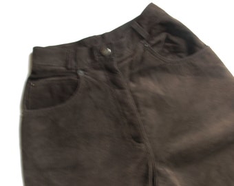 Wonderful Vintage High Rise Dark Suede Leather Pants