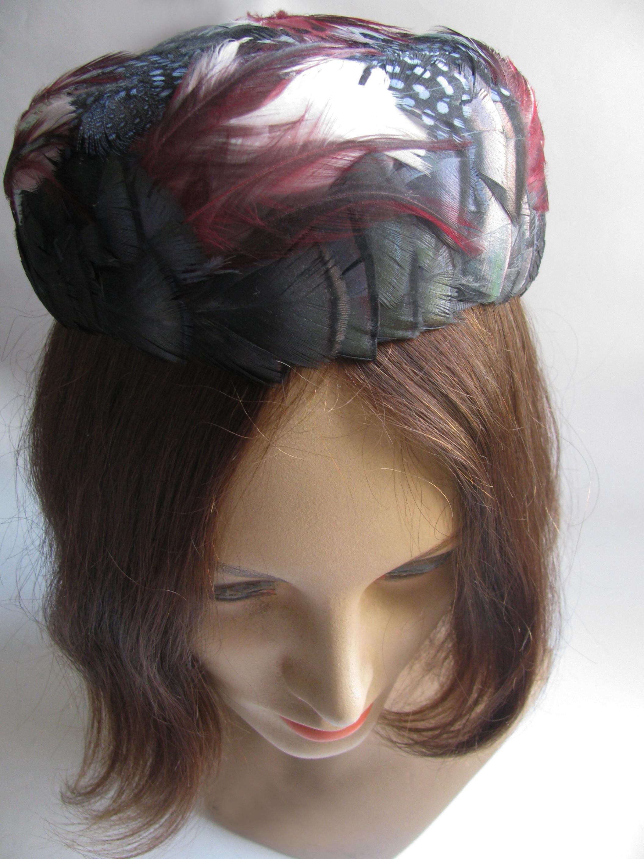 Vintage 1940s Pillbox Style Hat Covered in an Array of 