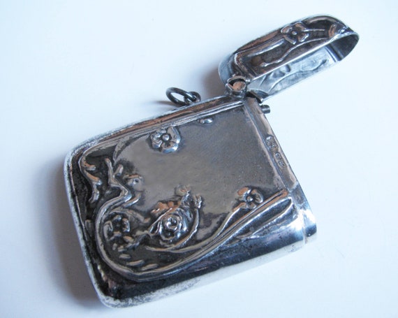 Vintage Sterling Silver Match Holder with a Floral Design View 3