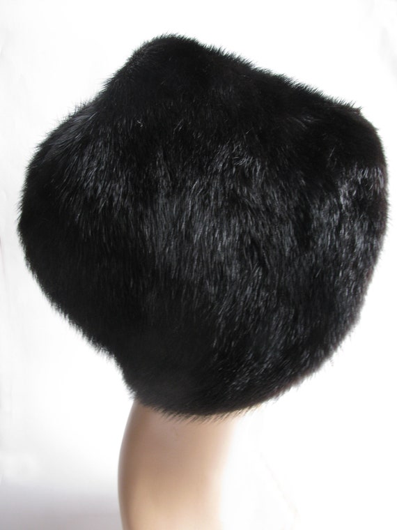 Outstanding Vintage 1940s Black Mink Cloche Hat - image 7