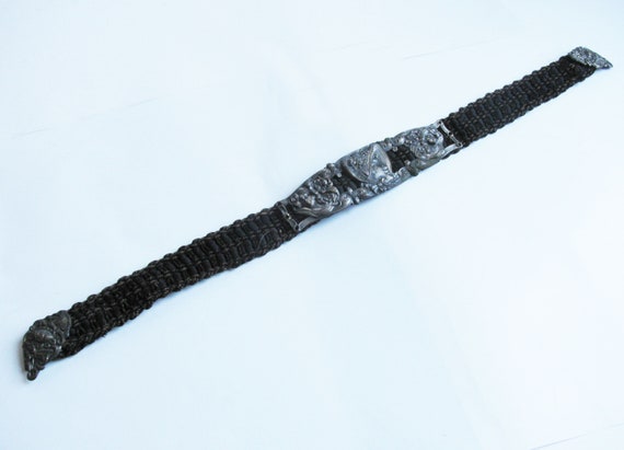 Rare Vintage Woven Belt with Lady and Floral Repo… - image 3