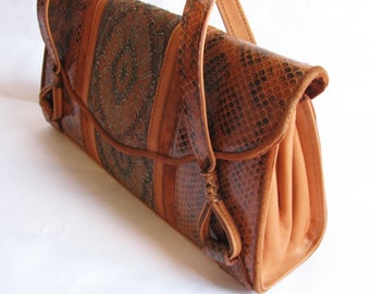 One-of-a- Kind Python, Suede, and Lace Long Satchel