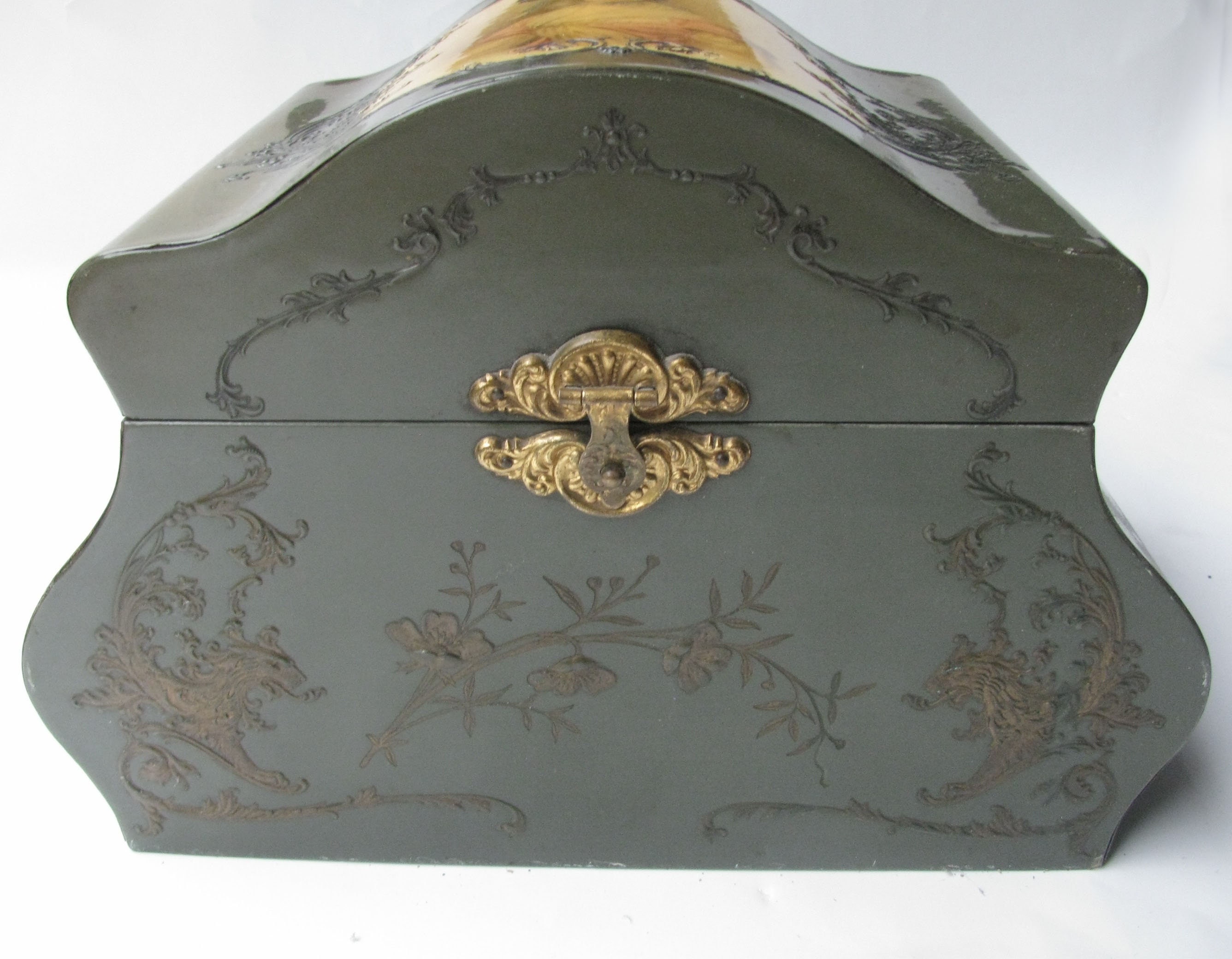 Vintage Unique Curved Shaped Celluloid Box With Victorian Lady Portrait ...