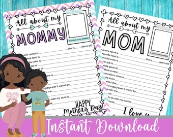 Mother's Day Questionnaire, All About Mom Printable, Kids Activity (Digital Download)