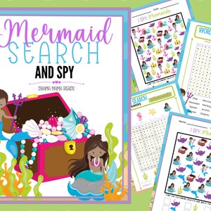 MERMAID SEARCH & SPY Printable Classroom Homeschool Preschool Kindergarten Curriculum Worksheet I Spy Word Search