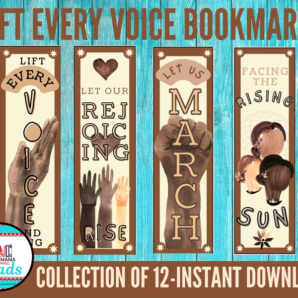 PRINTABLE-Lift-Every-Voice-Bookmarks, Inspirational, Black History Month, DIY, Gift, Classroom, Homeschool, Diversity, Craft PDF