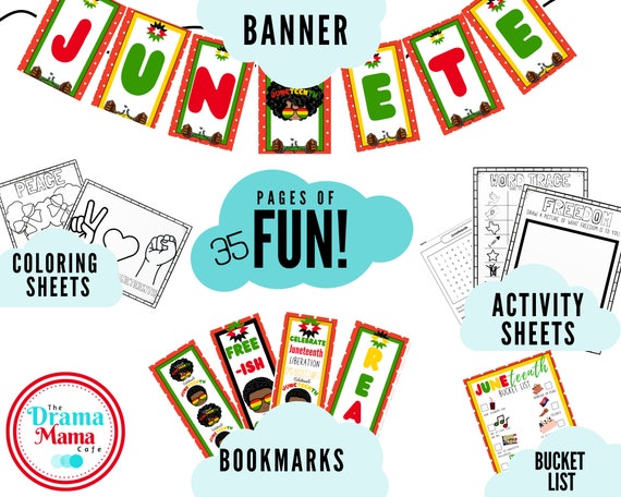 printable juneteenth coloring pages banner bookmarks and etsy australia