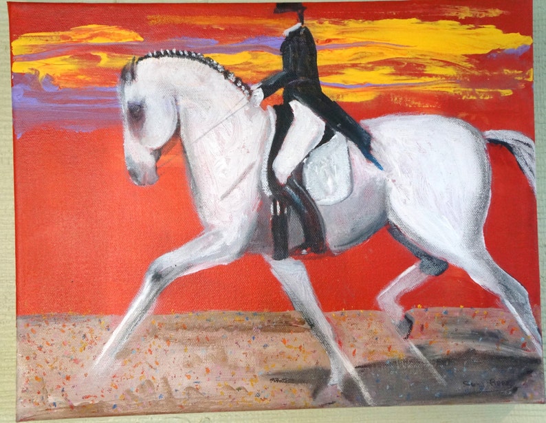 Dressage Horse and Rider Abstract Painting Dressage Rider Etsy