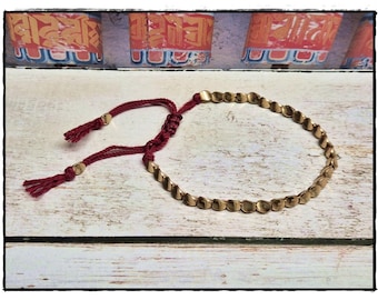 Braccialetto tibetano di perline di rame, braccialetto portafortuna, braccialetto di perline, gioielli in pietra, gioielli di perle, gioielli tibetani
