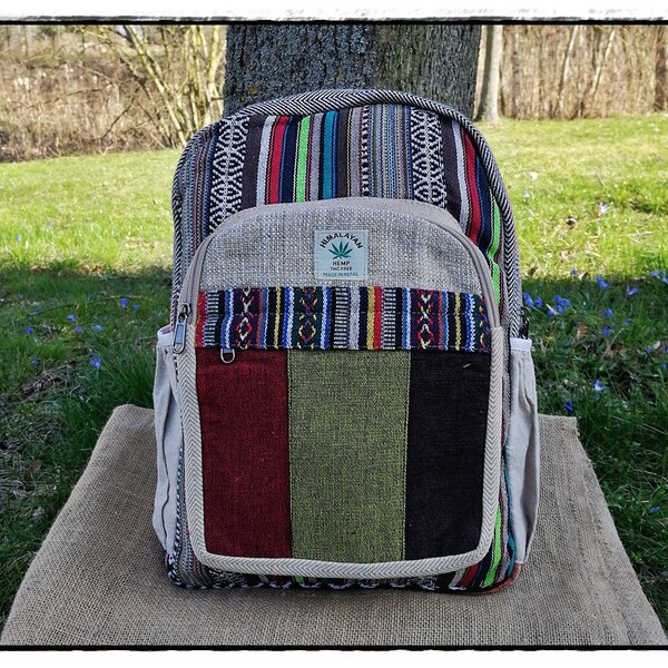 Bunter Ethno-Rucksack, Hippie-Rucksack, Rucksack aus Nepal, Festival Utensil