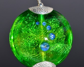 Silver Capped Glass Pendant