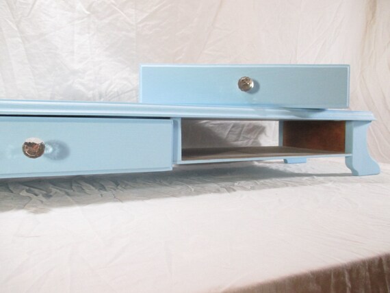 Large Monitor Stand Or Tv Riser With Twin Drawers Glass Etsy
