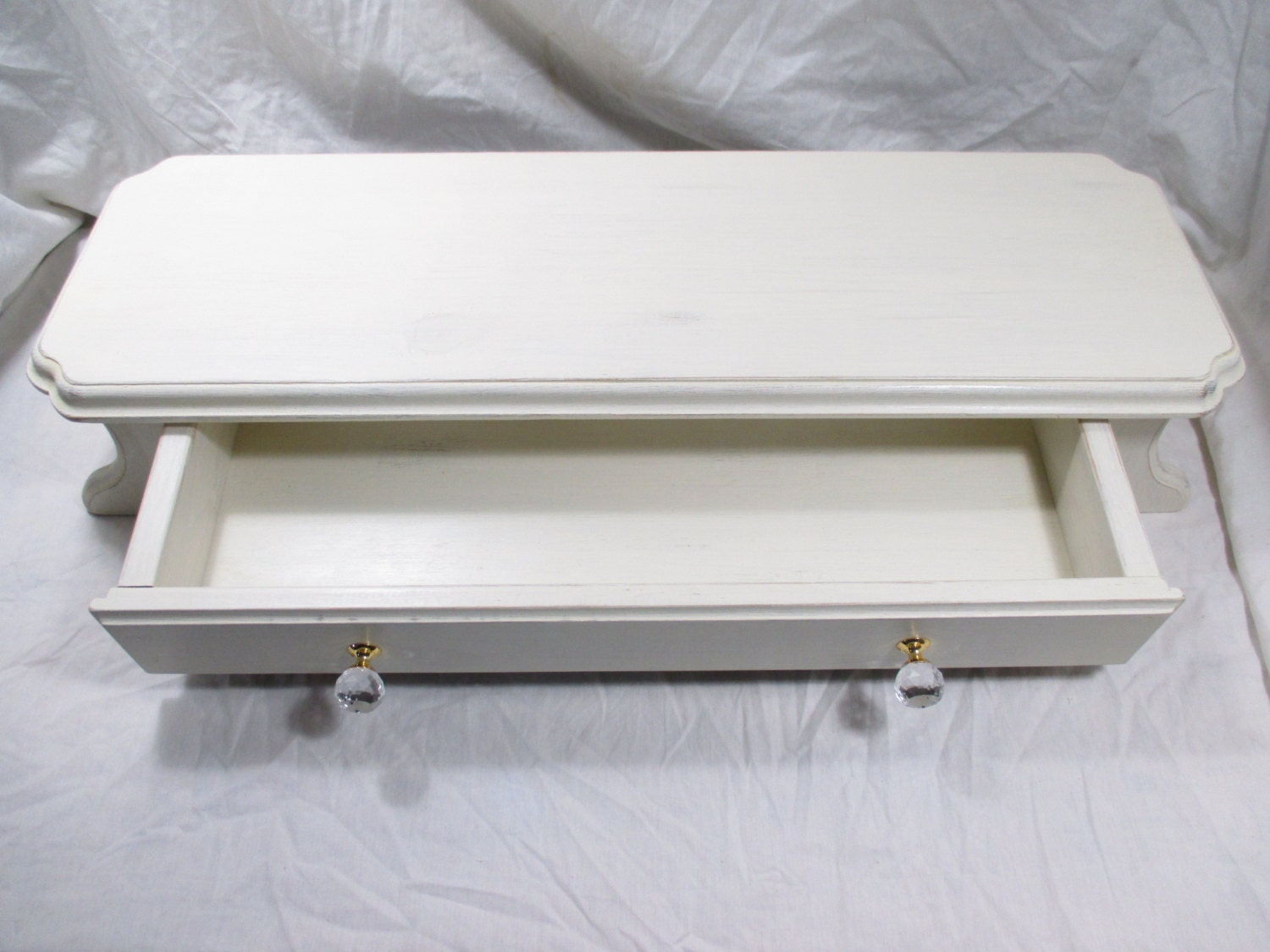 Long Monitor Stand or TV Riser With Drawer & Glass Pulls Etsy