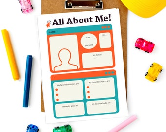 All About Me Worksheet | Fill in the Blank Worksheet Printable Digital Download |  Back To School Interview | Homeschool Activity