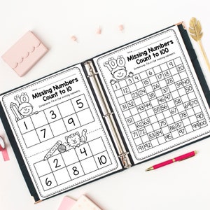 Educational Activities Missing Numbers Fill in the Blank Worksheet Printable Digital Download Summer Math worksheets for kids