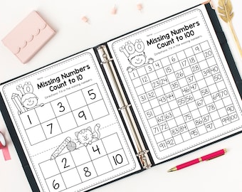 Missing Numbers Worksheet, Fill In The Blank Math Activities (Digital Download)