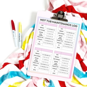 Hot Tub Maintenance Log - Instant Download Spa Chemical Printable Record Digital Download