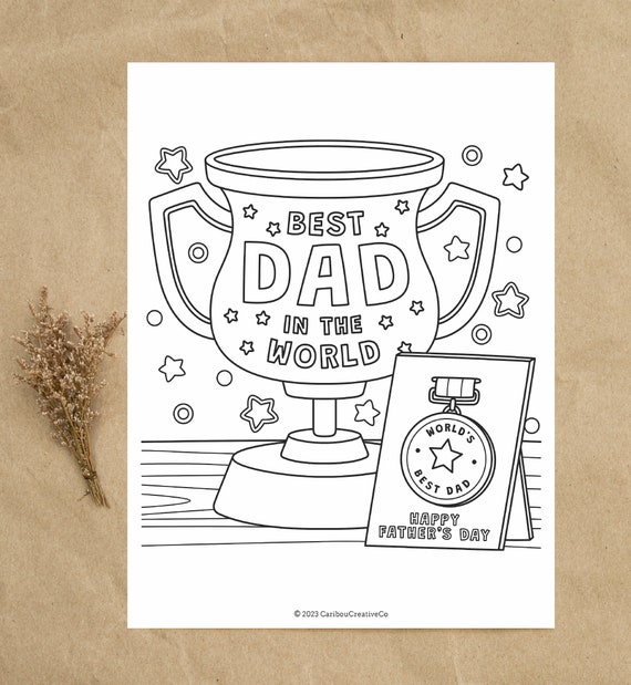 Coloring Page, kids printables, Fathers Day Art, digital download, dad gift from kids