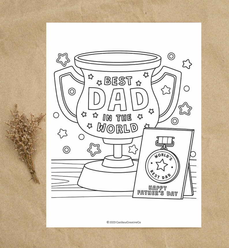 Coloring Page, kids printables, Fathers Day Art, digital download, dad gift from kids