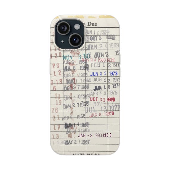 iPhone 18 Case Library Edition, Retro Book iPhone 17 Case, Library Card Vintage Design, Bookish Phone Case, Gift Readers