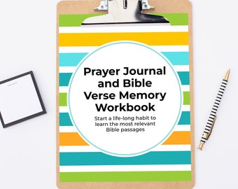 Prayer Journal and Bible Verse Memory Workbook Digital Download Instant Printable pdf