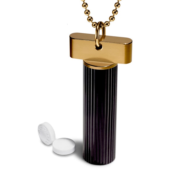 Black & Gold Keychain Pill Holder