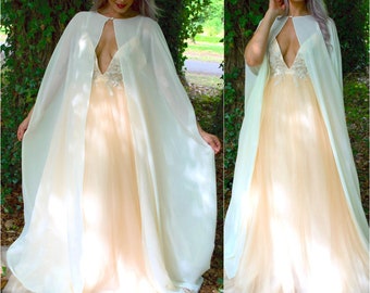 Long bridal cape / sheer wedding jacket / wedding dress topper / modern boho bride / mother of the bride groom / modest romantic vintage