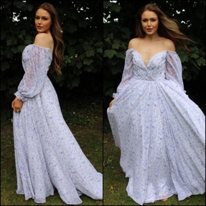 Romantic vintage inspired bridal gown / statement puff sleeves off the shoulder wedding dress / alternative bride / royal wedding / OPHELIA